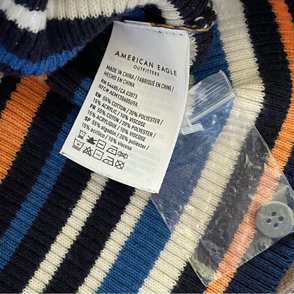 American Eagle Crop Top NEW Stripe Ribbed Stretch XS Baby Tee 90s - Picture 7 of 10